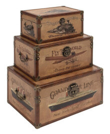 Rosemary Lane wood Retro Trunk, Set of 3