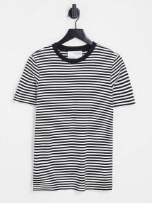 Женские футболки и топы selected Femme cotton perfect t-shirt in black stripe