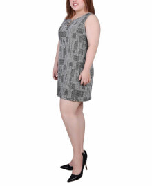 NY Collection plus Size Sleeveless Dress with 3 Rings