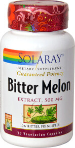 Витамины и БАДы при сахарном диабете Solaray Bitter Melon Extract Экстракт момордики 500 мг 30 вегетарианских капсул