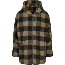 URBAN CLASSICS Hooded Oversized Check Sherpa Jacket