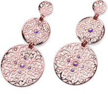 Ювелирные серьги pink gilded earrings with crystal Orient 22777RG