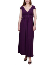 NY Collection petite Ruched Empire-Waist Maxi Dress