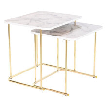 Set of 2 tables DKD Home Decor White Golden 51 x 43 x 49 cm