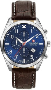 Мужские наручные часы с коричневым кожаным ремешком Swiss Military Hanowa Gelvet Chrono 4316.04.003