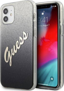 Купить чехлы для смартфонов Guess: Guess Etui Guess GUHCP12SPCUGLSBK Apple iPhone 12 mini czarny/black hardcase Glitter Gradient Script