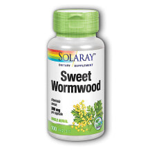 Витамины и БАДы для пищеварительной системы solaray Sweet Wormwood Сладкая полынь для питательной поддержки здорового баланса кишечника 300 мг 100 веганских капсул