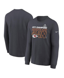 Nike big Boys Anthracite Kansas City Chiefs 2023 AFC Champions Locker Room Trophy Collection Long Sleeve T-shirt