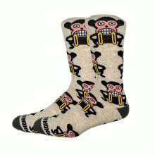 NUM WEAR Loco monky retro logo Half long socks