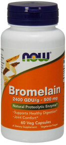 Пищеварительные ферменты nOW Bromelain Бромелаин для здоровья пищеварительной системы и комфорта суставов 500 мг 60 растительных капсул
