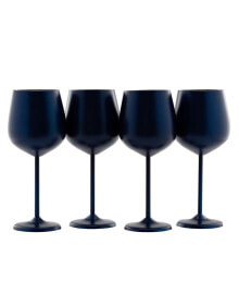 Cambridge 18 Oz Navy Stainless Steel White Wine Glasses, Set of 4