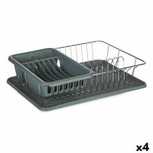 Draining Rack for Kitchen Sink Grey Metal Plastic 43,5 x 11 x 33,5 cm (4 Units)