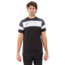 Мужские спортивные футболки Мужская спортивная футболка черная с логотипом JOMA Crew IV Cotton Short Sleeve T-Shirt