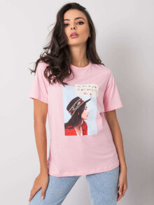 Женская футболка свободного кроя розовая с принтом Factory Price