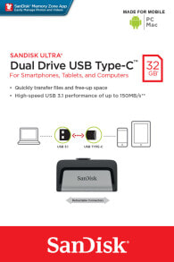 Sandisk Ultra Dual Drive USB Type-C USB флеш накопитель 32 GB USB Type-A / USB Type-C 3.2 Gen 1 (3.1 Gen 1) Черный, Серебристый SDDDC2-032G-G46
