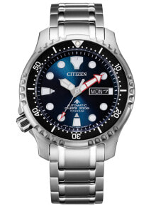 Мужские наручные часы с серебряным браслетом Citizen NY0100-50ME Promaster titanium automatic 42mm 20ATM