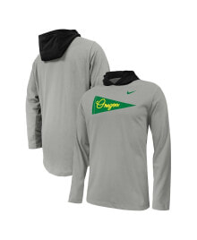 Nike big Boys Gray Oregon Ducks Sideline Performance Long Sleeve Hoodie T-shirt