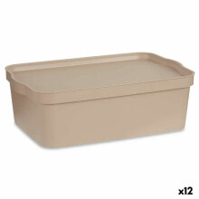 Storage Box with Lid Beige Plastic 14 L 29,5 x 14,5 x 45 cm (12 Units)