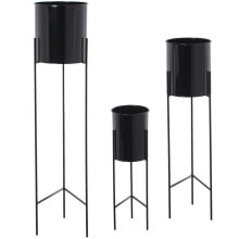 Set of Planters Alexandra House Living Black Metal With support (3 Pieces)