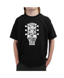 LA Pop Art big Boy's Word Art T-shirt - Guitar Head Music Genres