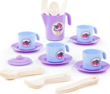 Игрушечная еда и посуда для девочек Wader Polesie 80066 A set of dishes &quot;Ania&quot; for 4 people 22 elements in a grid (V1)