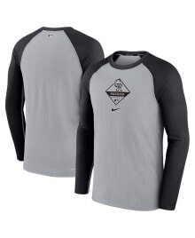 Nike men's Gray, Black Colorado Rockies Game Authentic Collection Performance Raglan Long Sleeve T-shirt