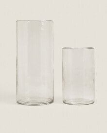 Cylindrical glass vase