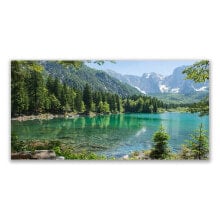 Купить предметы интерьера Tulup: Glasbild Gebirge See Wald Natur