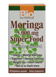 Суперфуды Bio Nutrition Moringa Растительный экстракт из листьев моринги 5000 мг 90 растительных капсул