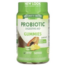 Пребиотики и пробиотики nature&#039;s Truth, Жевательные таблетки для поддержки пищеварения, натуральные тропические, 50 веганских жевательных таблеток