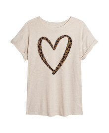 Купить женские футболки GOOD VIBES LLC: Hybrid Apparel Trendy Juniors Leopard Heart Graphic Oversized Tee