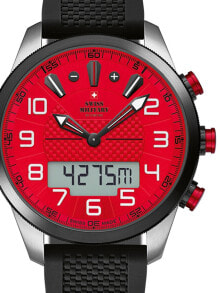 Мужские наручные часы с черным силиконовым ремешком  Swiss Military SM34061.02 analogue/digital Chronograph 45mm 10ATM