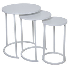 Set of 3 tables Alexandra House Living White Grey Wood