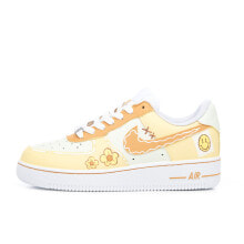 【定制球鞋】 Nike Air Force 1 Low 笑脸太阳花 多巴胺 涂鸦 笑脸 低帮 板鞋 男款 黄白 / Кроссовки Nike Air Force CW2288-111