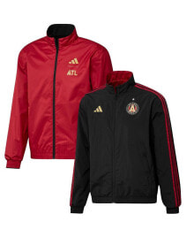adidas men's Black and Red Atlanta United FC 2023 On-Field Anthem Full-Zip Reversible Team Jacket