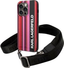 Karl Lagerfeld Etui Karl Lagerfeld KLHCP14LSTSTP Apple iPhone 14 Pro hardcase różowy/pink Color Stripes Strap