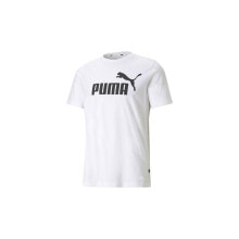 Мужские спортивные футболки мужская спортивная футболка белая с логотипом Puma Ess Logo Tee