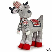 Decorative Figure Christmas Reindeer Red Grey 125 x 45 x 48 cm (8 Units)