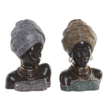 Статуэтки и фигурки  декоративная фигура DKD Home Decor 24 x 18 x 36 cm Серебристый Позолоченный Колониальный Африканка (2 штук)