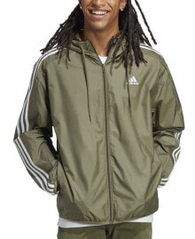 Men's Essentials Woven Three-Stripes Logo Windbreaker