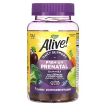 Натурес Вэй, Alive! Daily Support Premium Prenatal, витамины для беременных, клубника и лимон, 75 жевательных таблеток