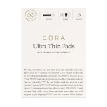Гигиенические прокладки и тампоны Cora Organic Cotton Topsheet Ultra Thin Super Period Pads Ультратонкие прокладки из органического хлопка Супер 16 шт.