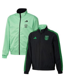 adidas men's Black and Green Austin FC 2023 On-Field Anthem Full-Zip Reversible Team Jacket