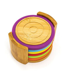 BergHOFF bamboo 6 Piece Coaster Set with Silicone Rims
