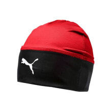 Мужская шапка красная черная трикотажная Puma LIGA Beanie 022355-01