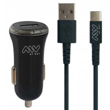 MYWAY USB 2A+USB-C 1m Car Charger