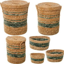 Set of Baskets Alexandra House Living 03839 Brown Wood Rattan Natural Fibre (6 Units)