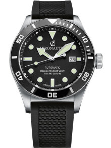 Мужские наручные часы с черным силиконовым ремешком Aeronautec ANT-44075-06 Helium Diver automatic 44mm 500M