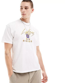 Купить женские футболки и топы Nike Basketball: Nike Basketball NBA LA Lakers logo graphic t-shirt in white