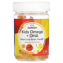 Витамины и БАДы swanson, Омега + ДГК для детей, апельсин и лимон, 60 жевательных таблеток